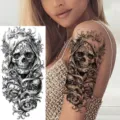 Halloween dark skull temporary tattoo sticker for arm and leg gothic body art decor - Skull Vine(NZ057)