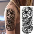 Waterproof temporary dragon geisha tattoo sticker for arm and leg realistic body art design - NZ179 / 19.8x9.6CM