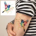 Waterproof watercolor hummingbird temporary tattoo sticker for arm and body art decoration. - HA135