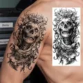 Halloween dark skull temporary tattoo sticker for arm leg body art gothic waterproof design - Crown Skull Rose(NZ058)