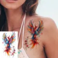 Colorful Phoenix Temporary Tattoo Sticker Body Art Waterproof Fake Tattoo For Shoulder Chest - HL123 / 12x8cm