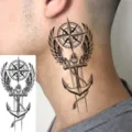 Adhesivo de tatuaje temporal, diseño de brújula y ancla en boceto blanco y negro. - 15x7CM / Estilo FO267