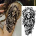 Temporary tattoo sticker gothic skeleton dark style waterproof arm leg body art decor 1pc - Hooded Female Skull(NZ059)