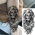 Halloween gothic skull temporary tattoo sticker waterproof arm leg body art decal - Skull Veil Vine(NZ060)
