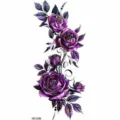Purple rose temporary tattoo sticker floral vine arm body art transfer waterproof design. - Black Purple Gradient Rose Style (NZ1298) / 19.8x9.6CM