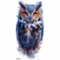 Watercolor owl tattoo sticker, temporary body art for arms, vibrant animal design for daily wear. - Owl (NZ1211)