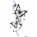 Elegant butterfly temporary tattoo sticker, stylish floral vine design for body art and party decor. - Light Purple Butterfly Vine Style (NZ1299) / 19.8x9.6CM