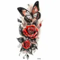 Butterfly rose temporary tattoo sticker variant, perfect for hand, wrist, and leg decoration. - Rose Butterfly Insect Style (FO108) / 15x7CM