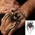Halloween spider temporary tattoo sticker, realistic scary animal body art for party makeup. - HL089 / 12x8cm