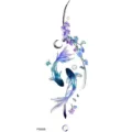 Waterproof temporary tattoo sticker featuring artistic fish and purple flower designs for skin. - Double Fish Wisteria Style (FO208) / 15x7CM