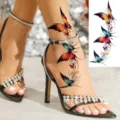 Butterfly temporary tattoo sticker for ankle foot body art, waterproof sticker variant. - Color Butterfly Style (FO299) / 15x7CM