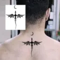 Adesivo tatuaggio temporaneo drago luna per collo e schiena, arte corporea impermeabile. - HM050 / 10x8cm