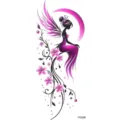 Temporary tattoo sticker featuring a fairy on floral vine and moon, stylish waterproof art. - Flower Fairy Vine Style (FO226) / 15x7CM