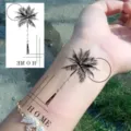 Waterproof temporary tattoo sticker featuring palm tree, geometric lines and quote for arm. - HS100 / 9.8x5.8cm