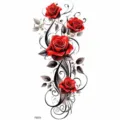 Temporary rose tattoo sticker for hand wrist leg body art design fashion transfer waterproof - Cross-border Red Rose Vine Style (FO374) / 15x7CM