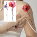 Tatouage temporaire étanche à motif floral pour main et bras, élégant coquelicot et fleur violette. - HS130