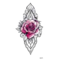 Tatuaggio temporaneo adesivo con rosa acquerello rosa e motivo in pizzo mandala. - MZ275