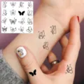 Minimalist butterfly temporary tattoo sticker for finger and wrist, Y2K style body art. - Fresh Butterfly Pattern(HA157) / 8x8cm