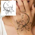 Lotus moon temporary tattoo sticker for hand body art waterproof fake tattoo design for women. - HA150 / 8x8cm