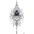 Adesivo per tatuaggio temporaneo con design mandala di loto, gemma blu e perline. - MZ276