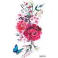 Autocollant de tatouage temporaire floral coloré pour main et cou, art corporel imperméable. - SW578 / 9.8x5.8cm