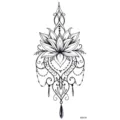 Adesivo temporaneo per tatuaggio loto henna design artistico corporeo botanico nero - MZ279