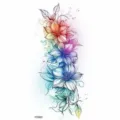 Colorful Watercolor Floral Temporary Tattoo Sticker for Hand Wrist Leg Body Art Decor 1Pcs - Colorful Gradient Floral Style (FO502) / 15x7CM