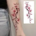 Cherry blossom tattoo sticker, waterproof floral temporary body art for arm and wrist. - Pink Cherry Blossom Style (FO493) / 15x7CM