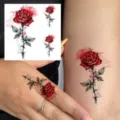 Waterproof temporary red rose tattoo stickers for women and girls arm and hand body art. - HA185 / 8x8cm