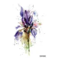 Autocollant de tatouage temporaire fleur violette aquarelle art corporel élégant floral - SW580 / 9.8x5.8cm