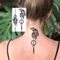 Temporary tattoo sticker Spartan helmet design for neck or hand, waterproof black body art. - HS104 / 9.8x5.8cm