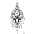 Adesivo per tatuaggio temporaneo loto nero mandala design d'arte corporea impermeabile - MZ280