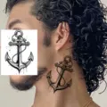Adesivo per tatuaggio temporaneo ancora nera impermeabile per collo e corpo art - HM077 / 10x8cm