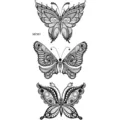 Adesivi per tatuaggi temporanei a farfalla in pizzo nero per body art, impermeabili. - MZ381