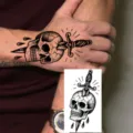 Chicano style skull dagger temporary tattoo sticker waterproof body art arm hand decor - HS106 / 9.8x5.8cm