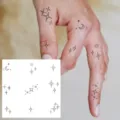Y2K minimalist finger temporary tattoo sticker set with cute celestial stars and moon design. - Star Moon Geometry Line Pattern(HA163) / 8x8cm