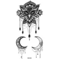 Adesivo per tatuaggio temporaneo con elegante design di gufo mandala e luna crescente artistica. - MZ383