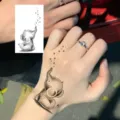 Cute cartoon elephant temporary tattoo sticker for hand finger body art waterproof transfer 92 - HS107 / 9.8x5.8cm