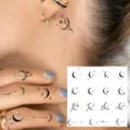Y2K minimalist moon star temporary tattoo sticker for finger body art aesthetic chic design - Moon Star Line Pattern(HA164) / 8x8cm