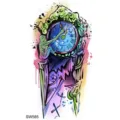 Autocollant de tatouage temporaire coloré étanche style punk horloge art corporel pour tous les jours - SW585 / 9.8x5.8cm