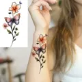 Autocollant de tatouage temporaire papillon et fleurs aquarelle pour bras et art corporel. - HS138