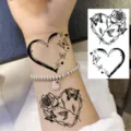 Water transfer tattoo sticker temporary body art butterfly rose heart design for hand wrist 1pc - HS122 / 9.8x5.8cm