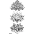 Adesivo per tatuaggio di loto temporaneo impermeabile arte del corpo mandala nero - MZ385