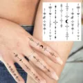 Y2K finger temporary tattoo stickers celestial line art waterproof body art fake tattoo sheet. - Moon Eye Constellation Pattern(HA165) / 8x8cm