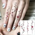 Finger temporary tattoo sticker floral branch design waterproof body art sticker for women and girls - HA222 / 8x8cm
