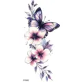 Watercolor butterfly flower temporary tattoo sticker for wrist ankle body art body decoration - Purple Butterfly Lavender Style (FO500) / 15x7CM