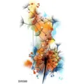 Autocollant de tatouage temporaire pissenlit aquarelle coloré pour cou de main art corporel - SW588 / 9.8x5.8cm