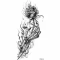 Temporary tattoo sticker skeleton hand burning rose black waterproof body art 1pc - Skull Hand Burning Rose Style (FO515) / 15x7CM