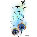 Autocollant de tatouage temporaire pissenlit coloré pour art corporel cou main chic - SW589 / 9.8x5.8cm