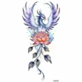 Watercolor phoenix lotus temporary tattoo sticker for arm leg body art aesthetic design SKU - Phoenix Lotus Style (FO516) / 15x7CM